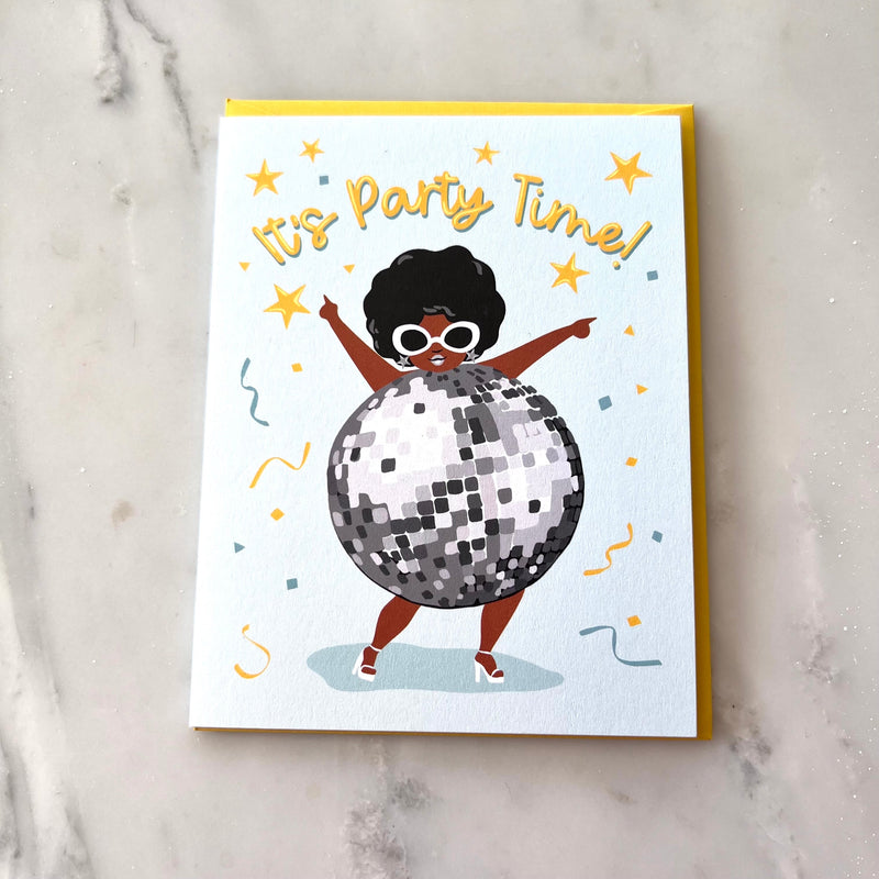 Disco Ball Lady Party Card