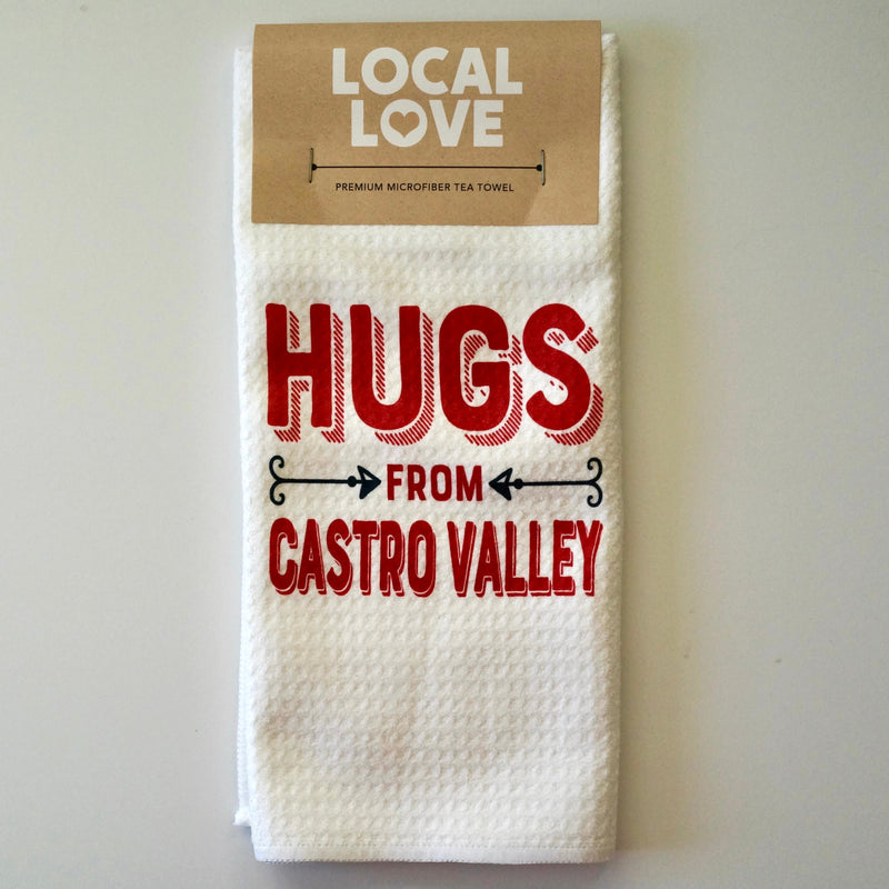Hugs Castro Valley Tea Towel