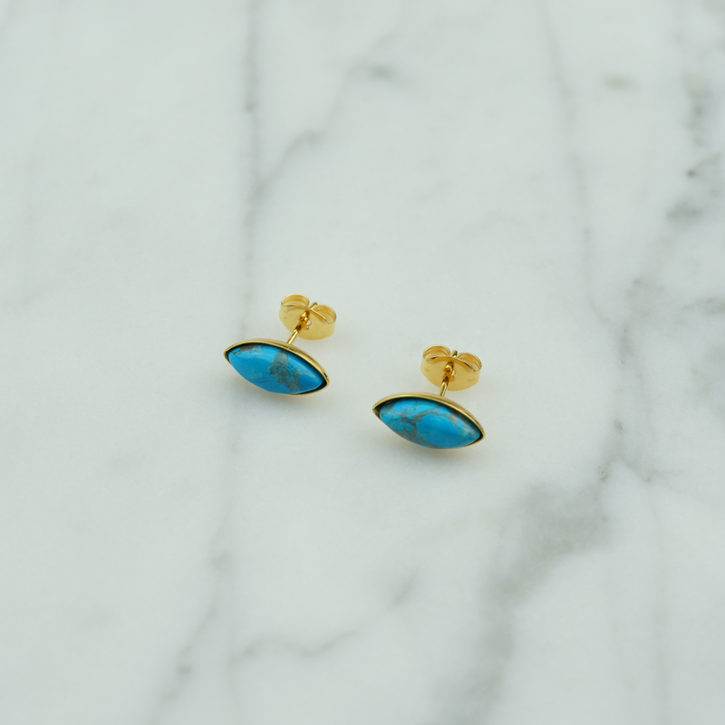 Navette Turquoise Post Earrings
