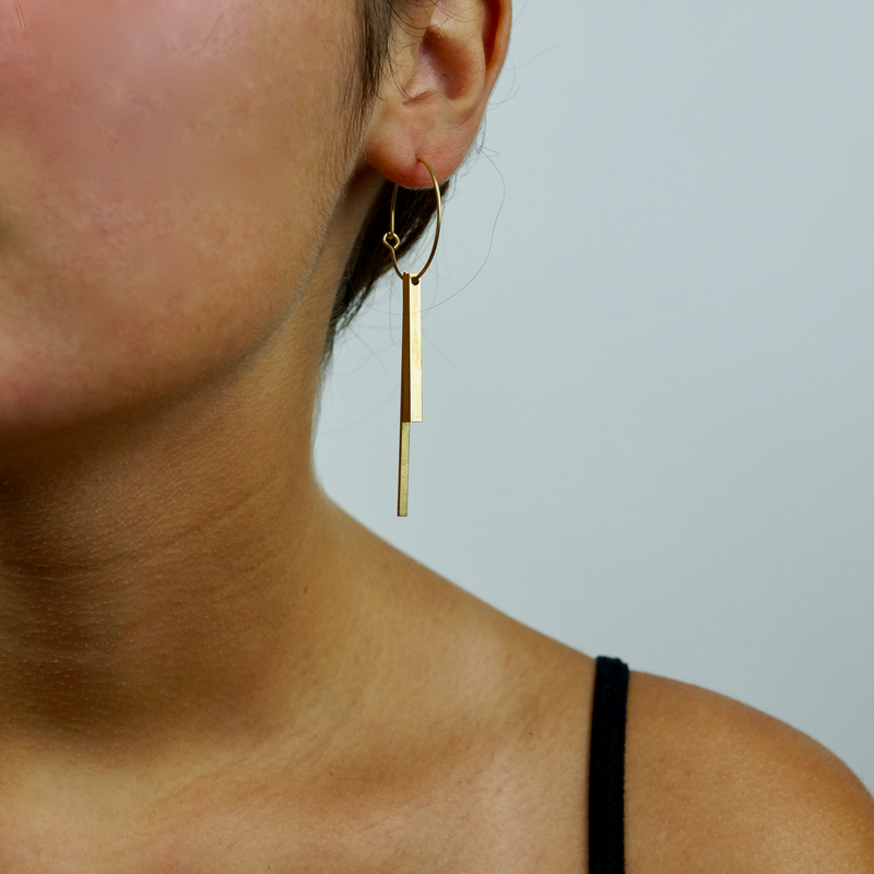 Hoop and Two Sticks Earrings