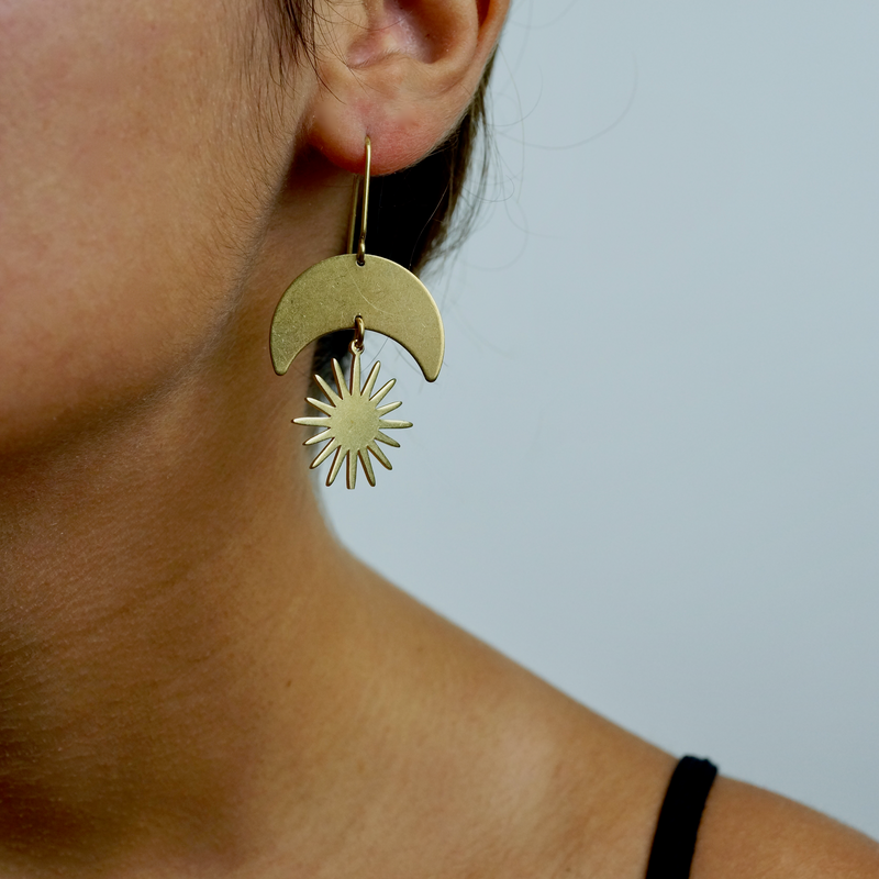 Crescent and Sun Earrings