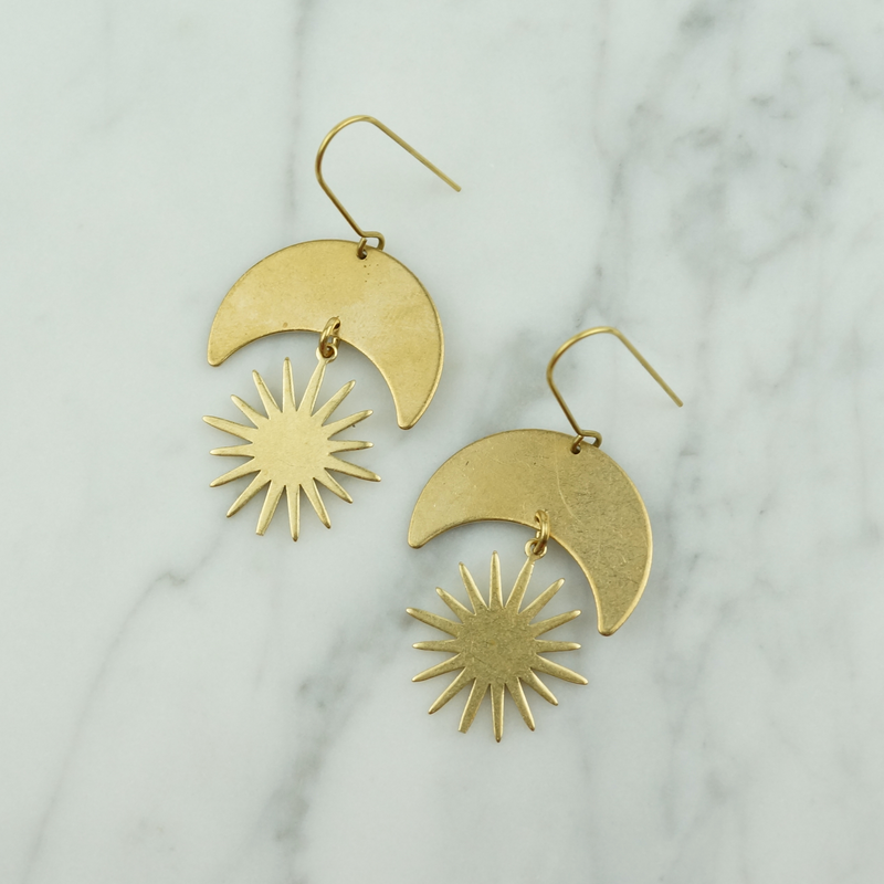 Crescent and Sun Earrings