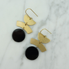 Black Disc and Brass Arch Earrings