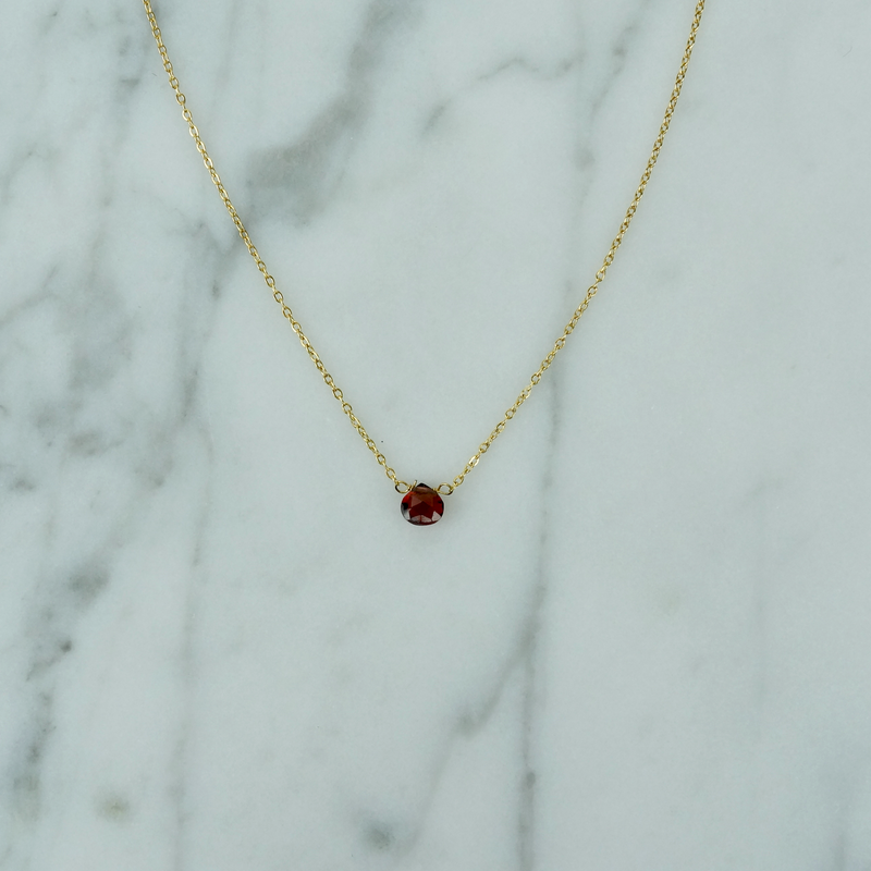 Dainty Heart Garnet Necklace