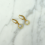 Round Sea Opal Crystal Earrings