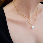 Layered Pearl Disc Necklace