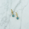 Small Circle Aqua Crystal Drop Earrings
