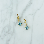 Small Circle Aqua Crystal Drop Earrings