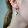 White Opal Crystal with Smokey Stone Border Earrings