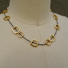 Short Piano Wire with Gold Squares Necklace
