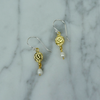 Hammered Disc with Pearl Earrings