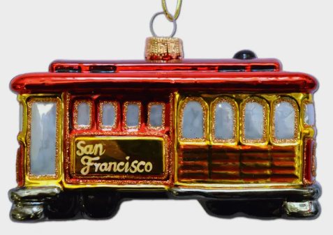 SF Cable Car Glass Ornament