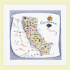California Map, blue, Retro Flour Sack Kitchen Towel