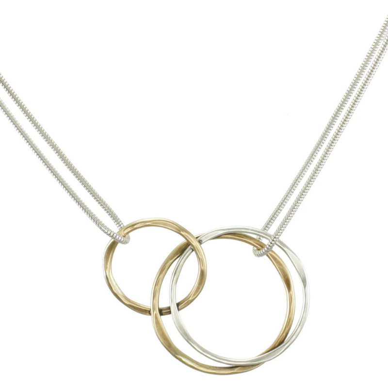 Interlocking Hammered Rings Necklace