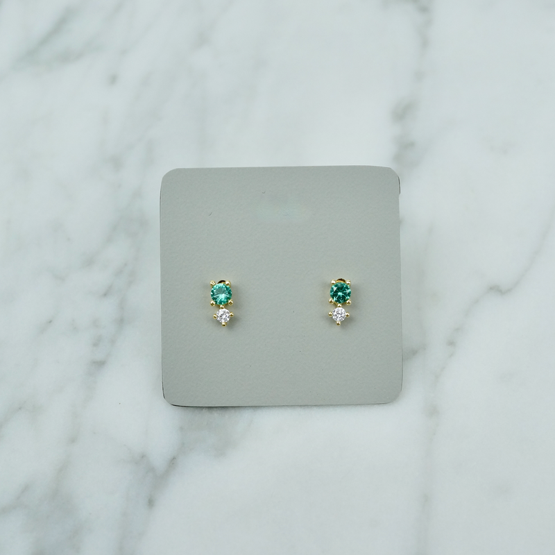 CZ and Colored Stone Post Earrings
