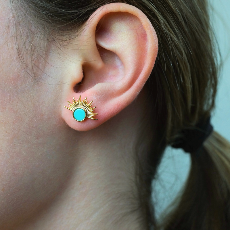Turquoise Sunburst Post Earrings