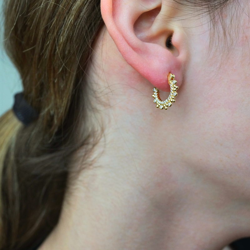 Huggie with Bubble CZ Earrings